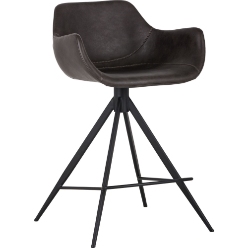 Owen Swivel Counter Stool in Town Grey Leatherette on Iron Legs